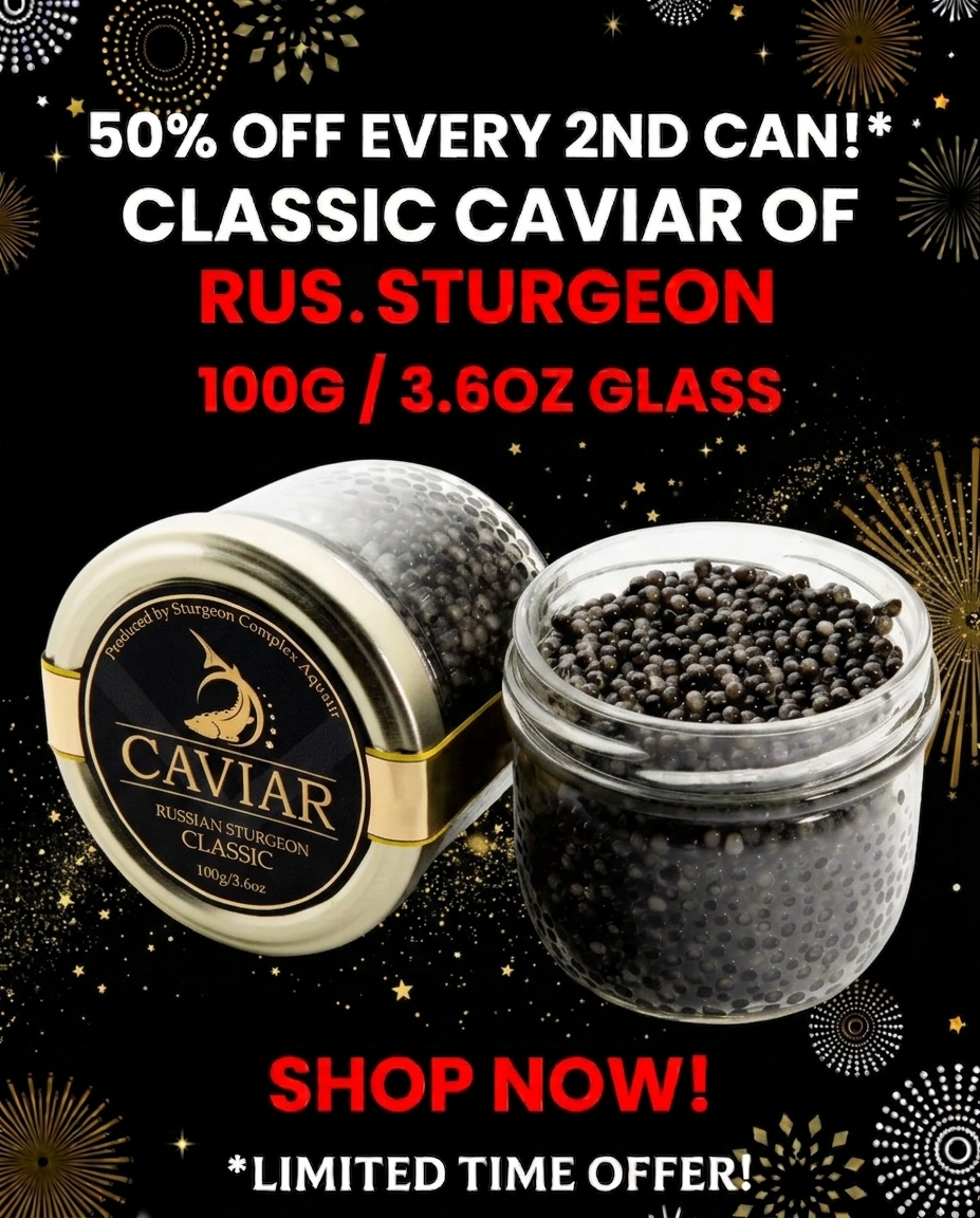 Classic caviar of Russian Sturgeon: 50% off every second can!