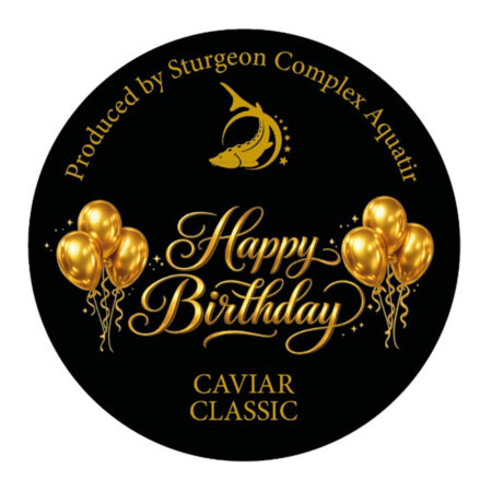 Happy Birthday decorative sticker for caviar can gift